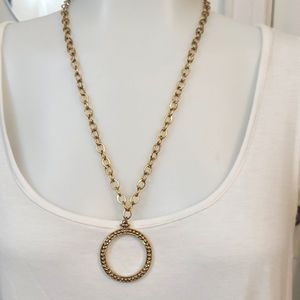New Ann Taylor Gold Circle Pendant Necklace #1378